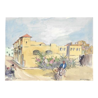 1950s Ivy Attwell Benghazi Libya Watercolor For Sale