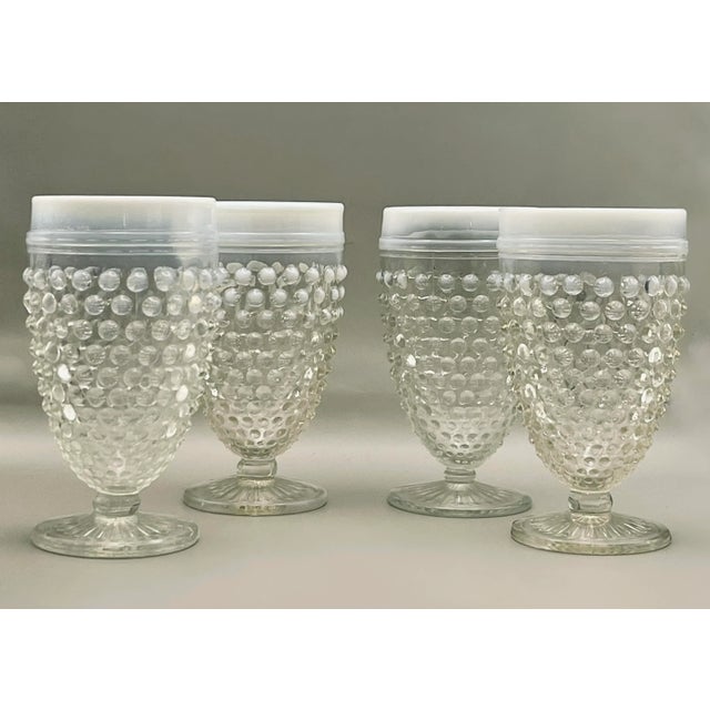 Mid 20th Century Fenton Opalescent Hobnail Footed Glasses- Set of 4 For Sale In Jacksonville, FL - Image 6 of 9
