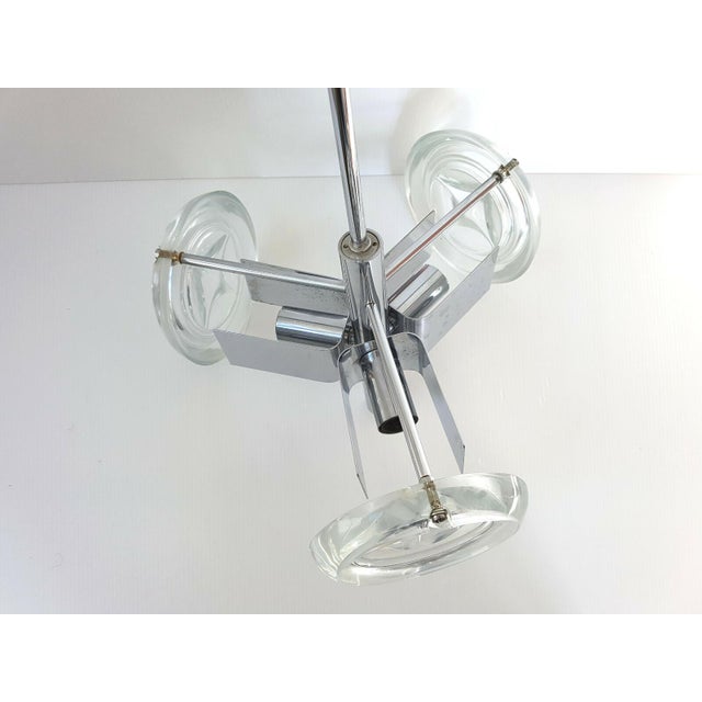 Vintage Space Age Ceiling Light in Glass and Chrome, 1970s For Sale - Image 4 of 8