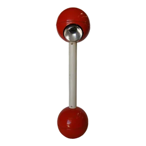 1960s Modernist Red Metal Double Ball Accent Table Lamp