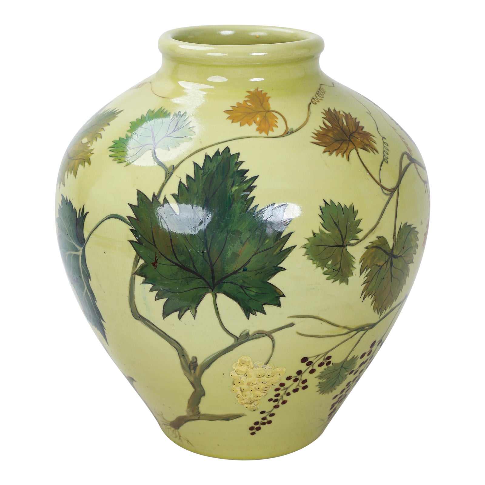 Vintage Hand Painted Grape Leaf /Vine Vase Chairish