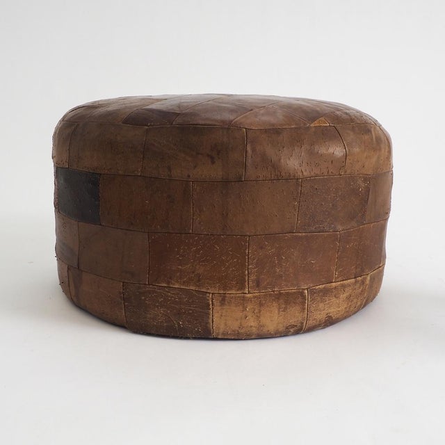 Vintage Leather Patchwork Ottoman, 1960s For Sale - Image 11 of 15