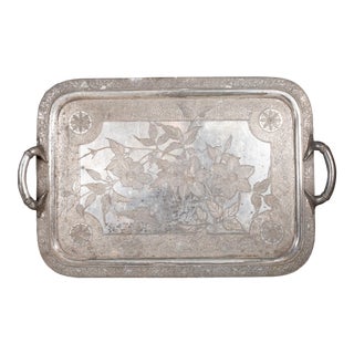19th C. Meriden Brittania Silver Plate Tray C.1860-1900 For Sale