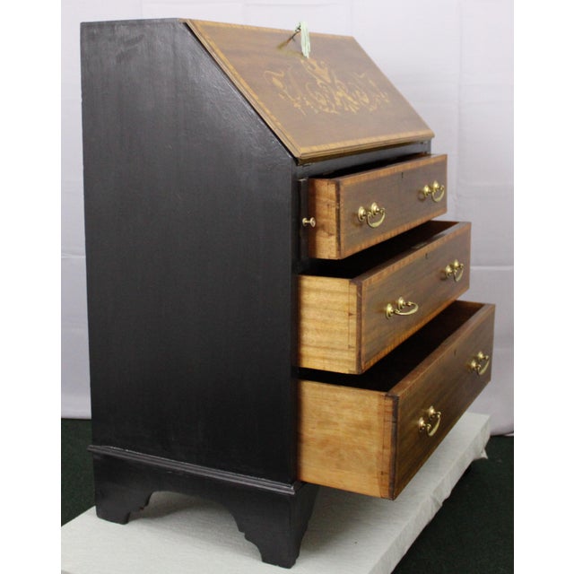Onyx Late 19th Century Antique Victorian Inlaid Slant Top Desk For Sale - Image 8 of 11