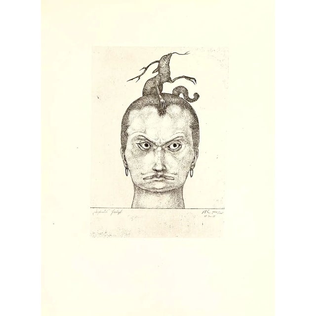 Surrealism 1947 Paul Klee Engraving 6 Head of Menace 1905 For Sale - Image 3 of 3