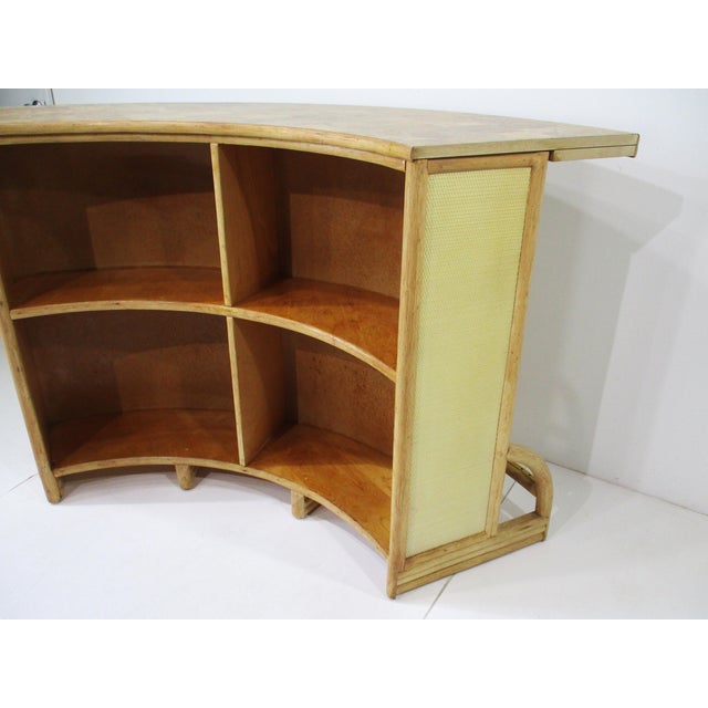 Mid Century Tiki Bamboo Bar With 4 Stools For Sale - Image 9 of 13