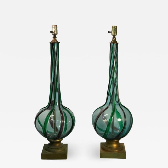 Late 20th Century Modern Tricolor Twist Murano Lamps - a Pair For Sale - Image 5 of 5