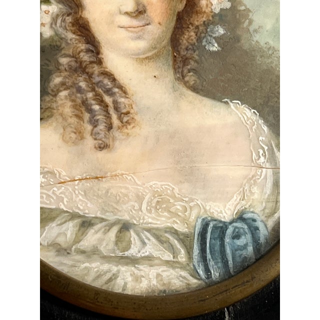 Late 19th Century 19th Century Young Lady Miniature Portrait For Sale - Image 5 of 13