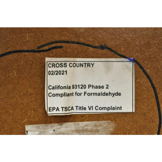 Modern Slatted Wood 48" Geometric Inlay Rustic Farmhouse Coffee Table Bench For Sale - Image 10 of 11