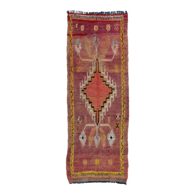 Vintage Boujad Moroccan Rug - 04'04 X 11'07 For Sale