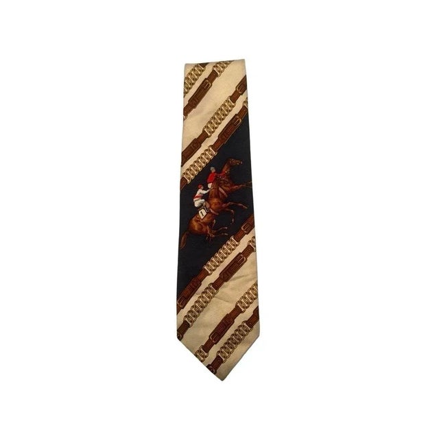 Polo - Ralph Lauren Vintage 1980’s Neck Tie Mens Polo Player Silk, Wide For Sale - Image 11 of 12