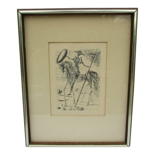 Salvador Dali Original Etching -Don Quixote For Sale