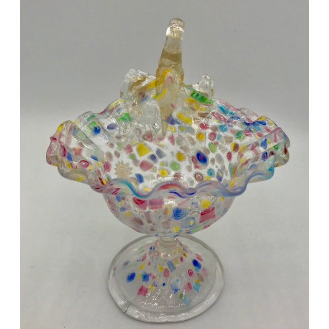 Late 19th Century Antique Murano Attributed Footed Compote Bowl With Millefiori For Sale In New York - Image 6 of 11