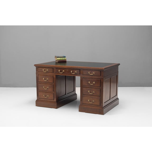 Antique Pedestal Desk in Mahogany, 1900 For Sale - Image 3 of 10