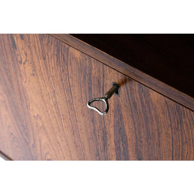 Danish Mid Century Modern Rosewood Bookcase / Drop Down Bar, C. 1960’s For Sale - Image 4 of 13