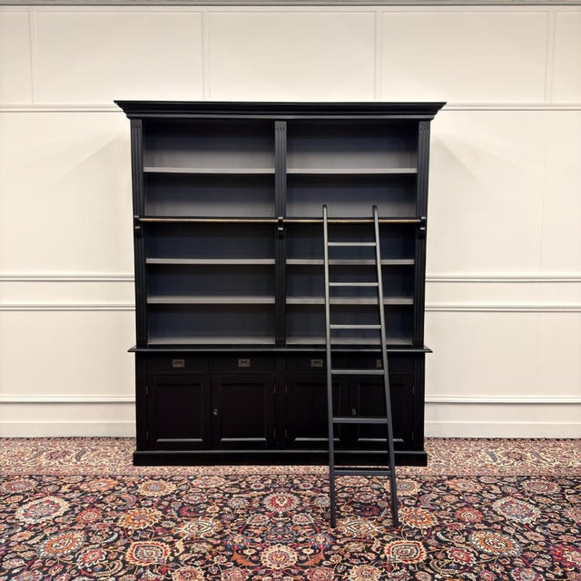 Large English Black Bookcase For Sale - Image 3 of 17
