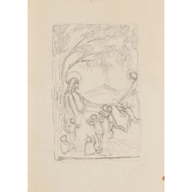 ''Sacred Scene'' is an original drawing in tempera on paper, realized by an Anonymous Artist of the XX Century . The state...