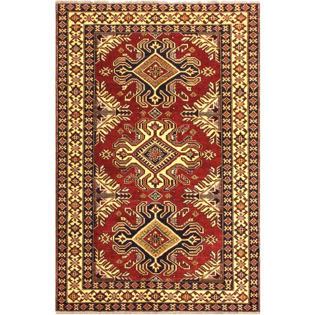 1990s Bohemian Super Kazak Red/Beige Wool Rug For Sale - Image 9 of 9