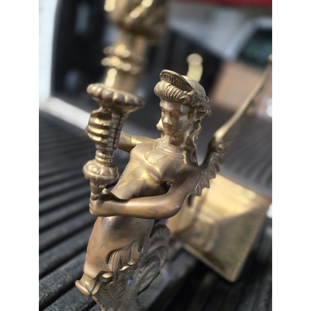 Metal Vintage French Empire Brass Carytid Sconces For Sale - Image 7 of 11