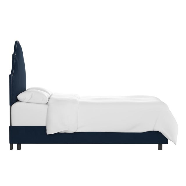 Contemporary Twin Bed in Velvet Ink For Sale - Image 3 of 6