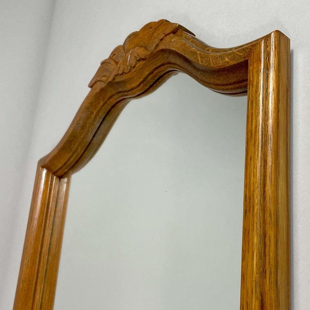 Brown Art Deco Oak Wall Mirror, Germany, 1930s For Sale - Image 8 of 12