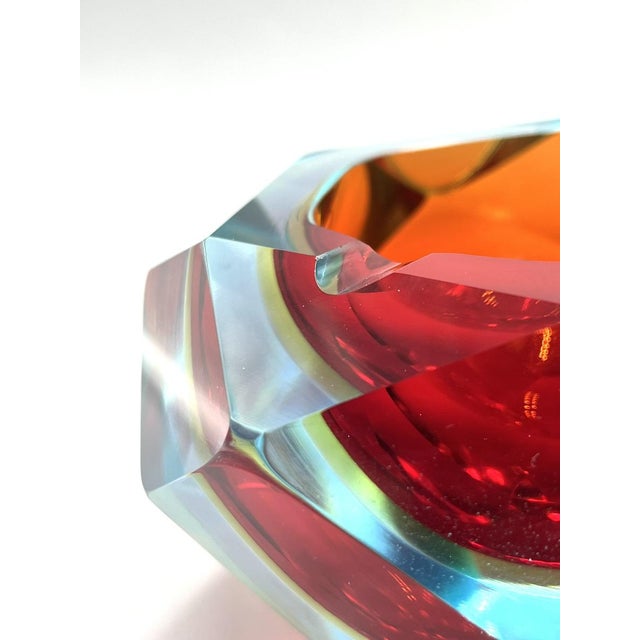 Blue Murano Glass Sommerso Diamond-Shaped Ashtray, 1960s For Sale - Image 8 of 11
