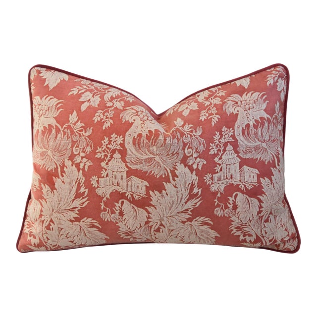 Italian Mariano Fortuny Fragonard Botanical Feather/Down Pillow For Sale