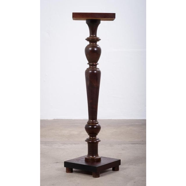 Vintage Danish Walnut Pedestal Stand, 1940s For Sale - Image 3 of 7
