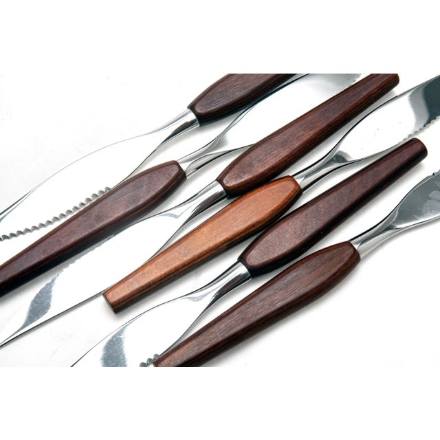 Vintage Scandnavian Rosewood Steak Knives/ Stainless Steel Blades- Set of 6 For Sale - Image 4 of 7
