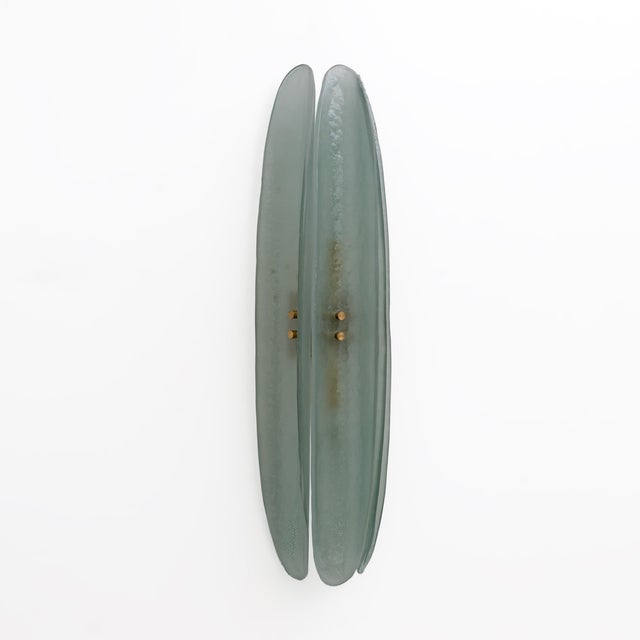 2000 - 2009 Mid-Century Modern Aqua Green Murano Glass Sconces, 2000, Set of 2 For Sale - Image 5 of 10