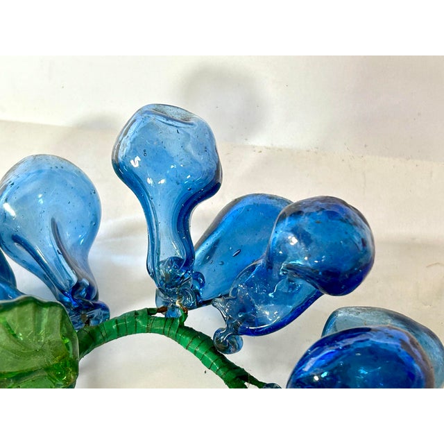 60s Italian Hand Blown Glass Blue Grapes, Pair For Sale - Image 4 of 6