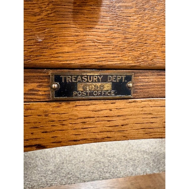 Wood Antique Oak Index Card Size Us Treasury Dept. Cabinet Table For Sale - Image 7 of 15
