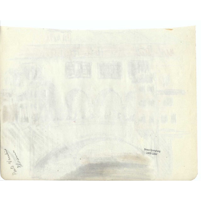 Grace Spongberg (American, 1906-1992) "Ponte Vecchio Florence Italy" oil pastel on paper, titled and estate stamp on...