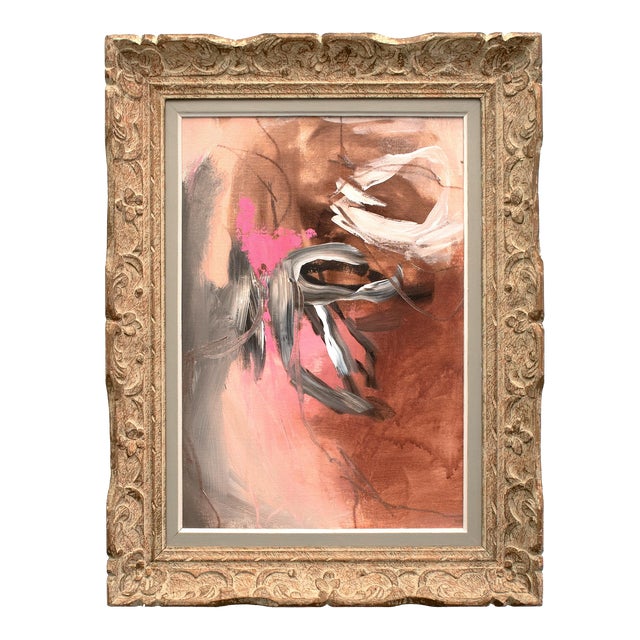 Contemporary Abstract Painting in Antique Frame For Sale
