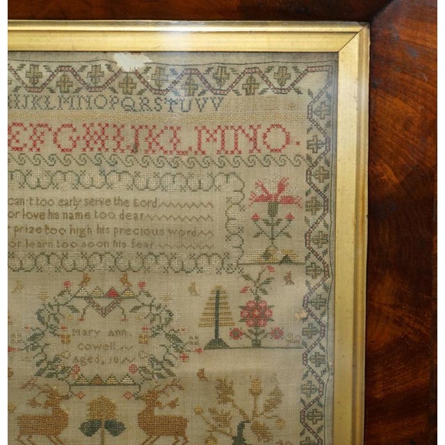 Antique Victorian Needlework Tapestry in Hardwood Frame, 1848 For Sale - Image 4 of 15
