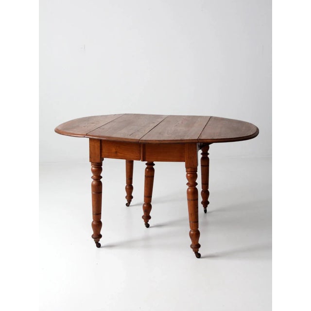 Farmhouse Antique Drop Leaf Table For Sale - Image 3 of 13