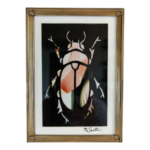 Gem Beetle (Mixed Media Linocut Print) Signed and Framed