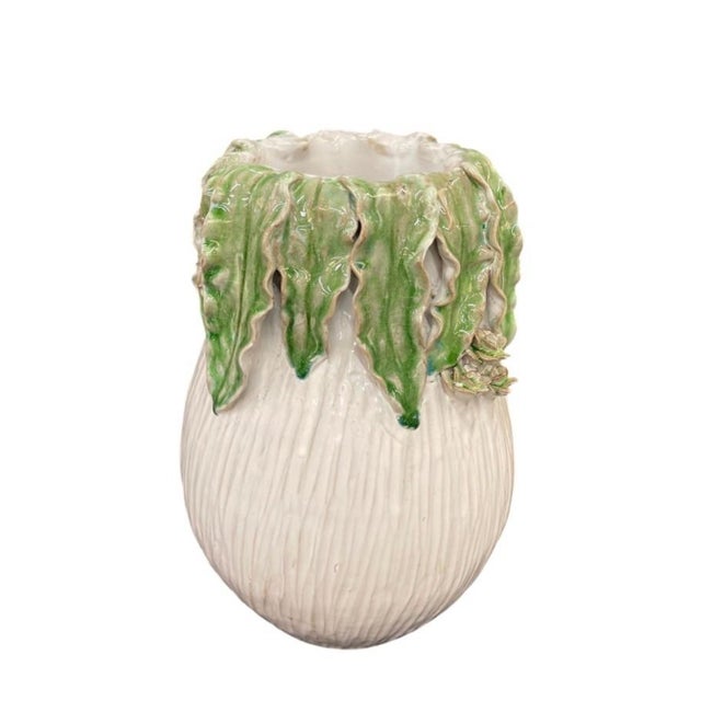 Ceramic Hand-Crafted Italian Majolica Cabbage and Succulent Ceramic Vase For Sale - Image 7 of 12