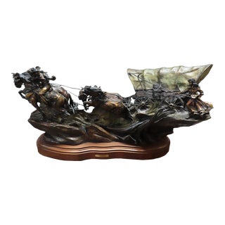 Vic Payne "There's a Valley Ahead" Bronze Stagecoach Sculpture For Sale