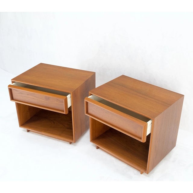 Mid-Century Modern Mid Century Danish Modern Teak One Drawer Nightstands End Tables - A Pair For Sale - Image 3 of 12