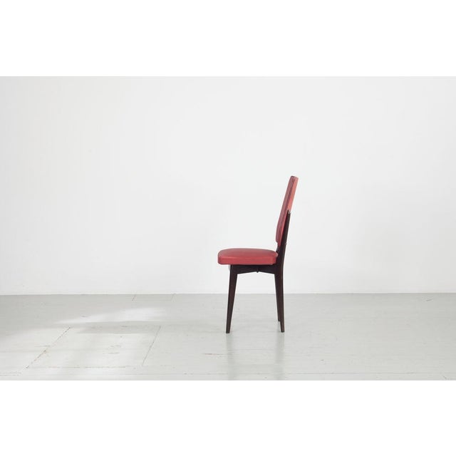 Mid-Century Modern Kitchen Chair with Red Synthetic Leather Cover, 1960s For Sale - Image 3 of 18