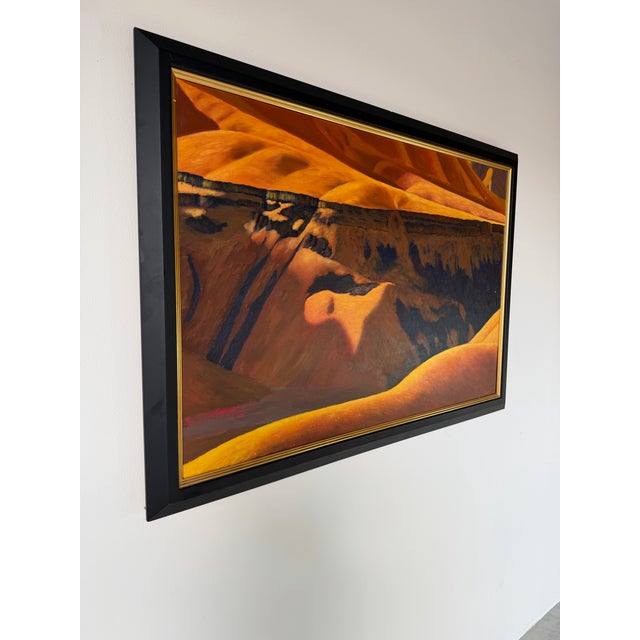 Striking 1990s vintage oil on canvas depicting an impressionist-style Grand Canyon landscape, signed “ROWE” in the lower...