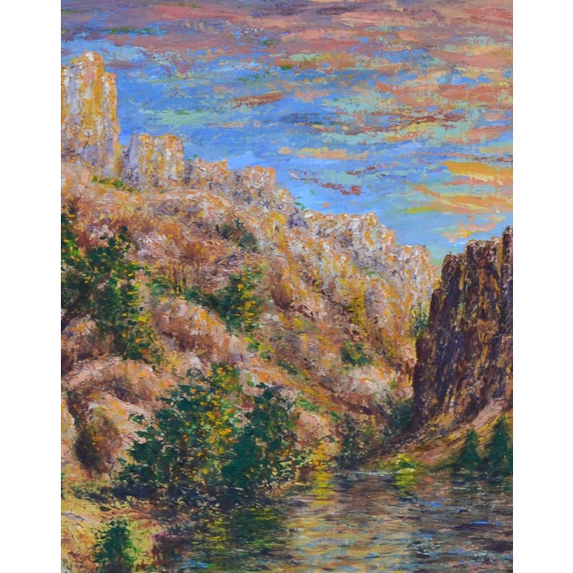 Late 20th Century Vintage Utah Desert Range Landscape Painting, Oil on Canvas For Sale - Image 5 of 8