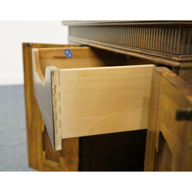 Brown Drexel Heritage Marcay Collection Rustic Country French Style 38" Flip-Top Server Buffet 183-504 For Sale - Image 8 of 13