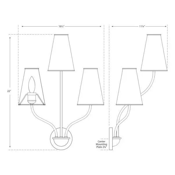 Modern AERIN for Visual Comfort Signature Montreuil Small Wall Sconce in Gild with Linen Shades For Sale - Image 3 of 3