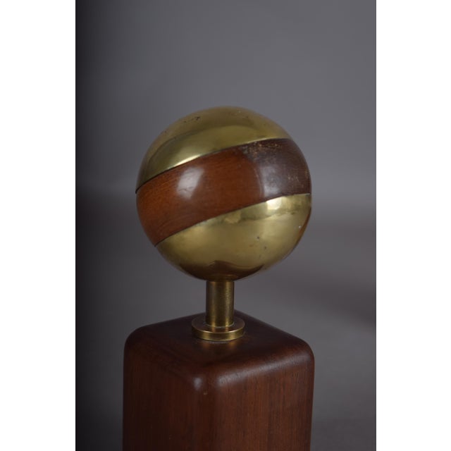 Brass and Wood Sphere Sculptures from Ardisur, Spain, 1970s, Set of 2 For Sale - Image 10 of 13