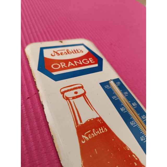 American Premium Vintage Style Nesbitt's Orange Soda Bottle Advertising Thermometer Sign For Sale - Image 3 of 13