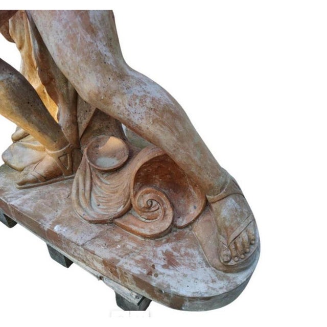 Red Italian Roman Warrior Sculpture in Red Travertine For Sale - Image 8 of 10