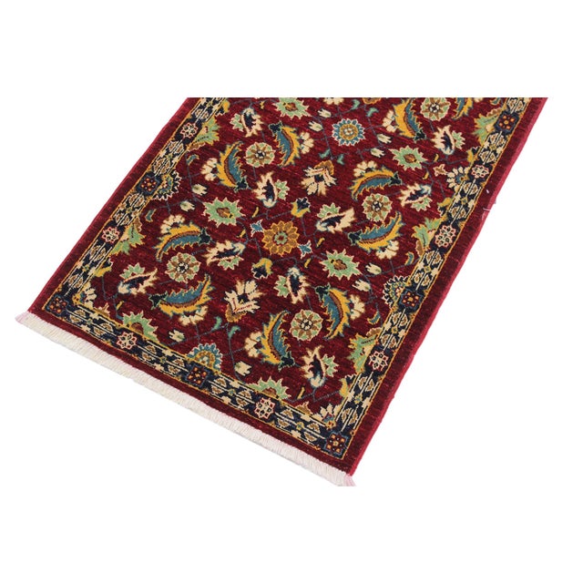 Shabby Chic Ziegler Red/Blue Wool Runner Rug- 2'7'' X 9'7'' For Sale - Image 4 of 10