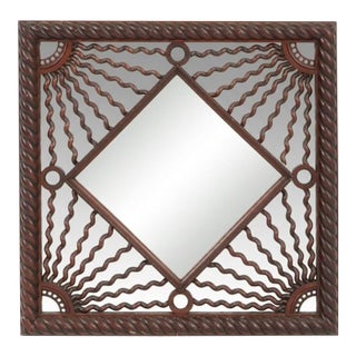 Late 19th Century Aesthetic Movement Carved Wood Wall Mirror With Sunburst Frame For Sale